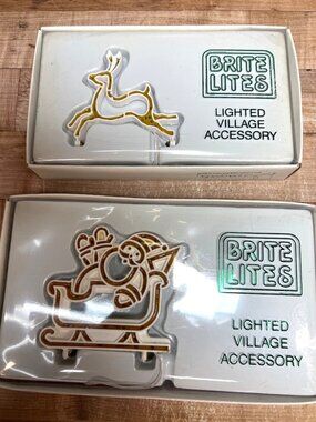 Department 56 Brite Lites Lighted Village Accessory Santa & Reindeer Figures